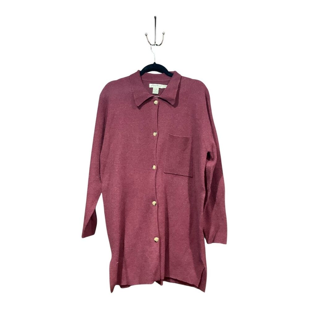 Eddie Bauer Sweater Woman Large Maroon 100% lambs wool